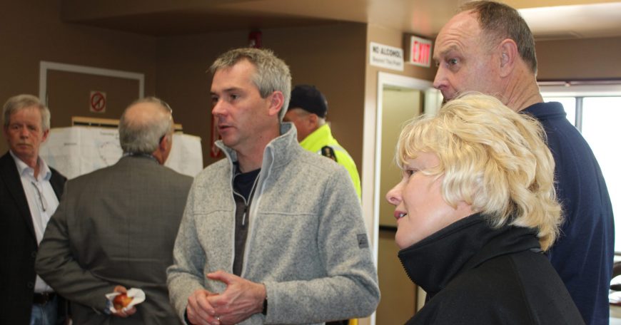 MP Cheryl Gallant Welcomes Provincial Flood Report Pictured (L-R): Michael Moore, Mayor of Whitewater Region (far left side), Jonathan Wilker, Fire Chief for Whitewater Region, Hon. John Yakabuski, MPP, and MP Cheryl Gallant at the Westmeath Community Centre, the flood command centre for Whitewater Region during the Spring 2019 floods