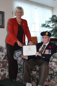 February 20 - MP Gallant Presents Shirley Olmstead with WWII Veteran Tribute Pin