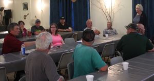 Tim Schison raises concerns at Madawaska Valley Fish & Game Club meeting with MP Cheryl Gallant
