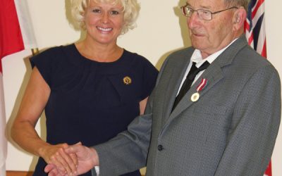 Cheryl Gallant Presents Diamond Jubilee Medal to Bob Colterman